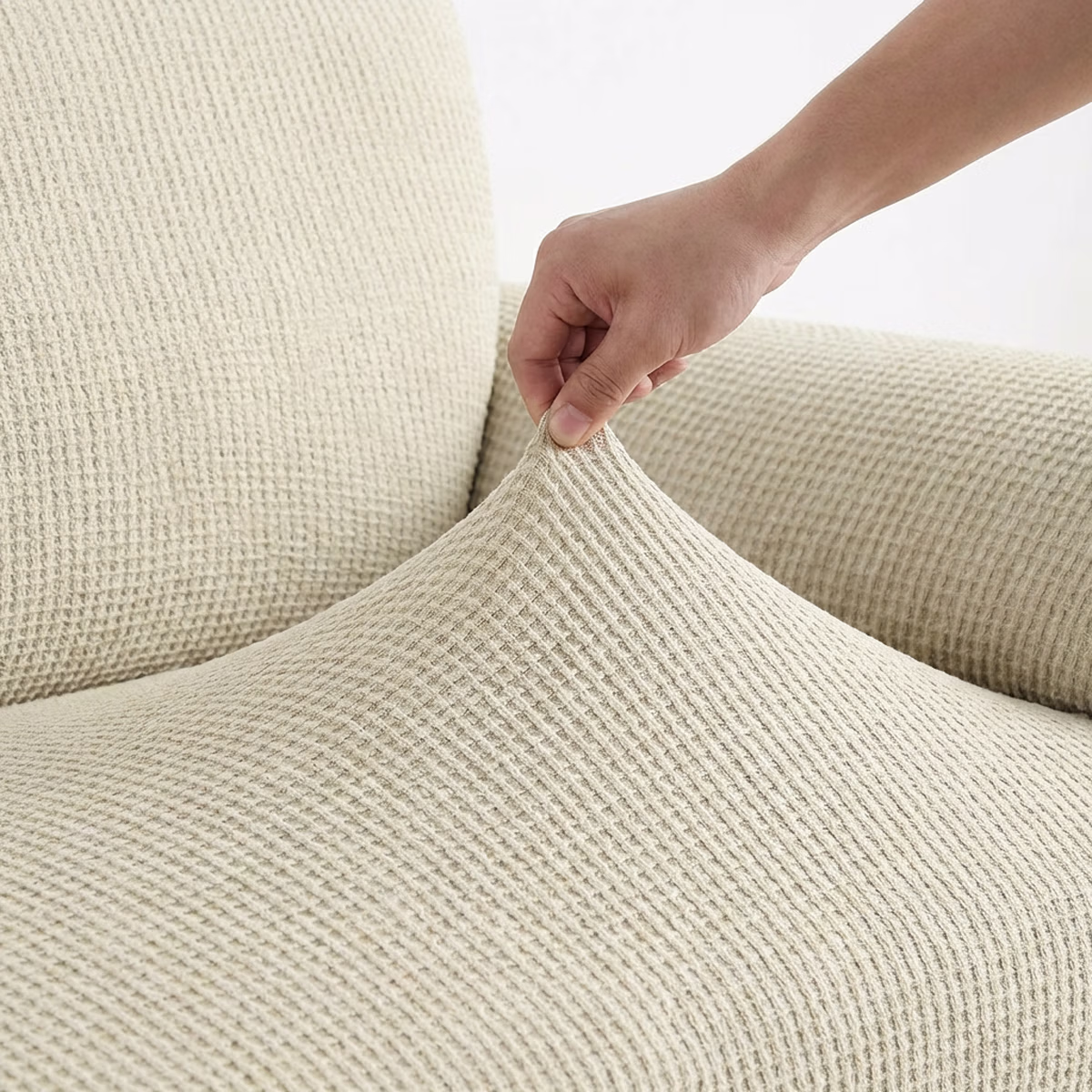 copridivano multi-stretch 3 posti latte - immagine 2
